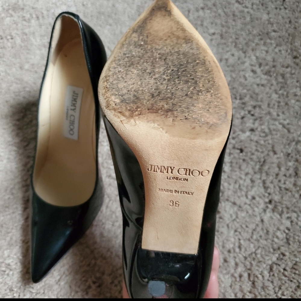 Jimmy Choo Black Patent Leather Pointed-Toe Heels - Picture 3 of 6